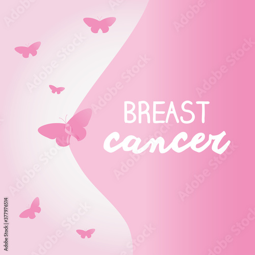 breast cancer awareness design with pink butterflies