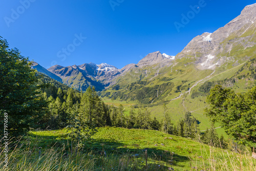 Great views to the peaks of the Austrian Alps, Hohe Tauern national park. Picturesque and beautiful scene. Near nice small city Kaprun, Austria, Europe. © dannywilde
