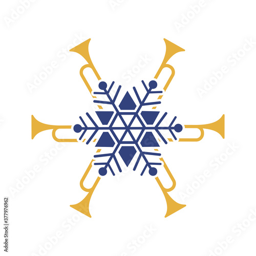 Sticker Christmas Jazz fest hand drawn flat color vector