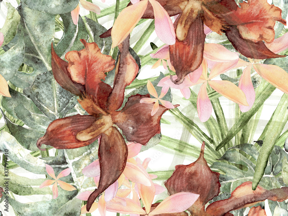 Fototapeta Orchid Seamless Pattern.