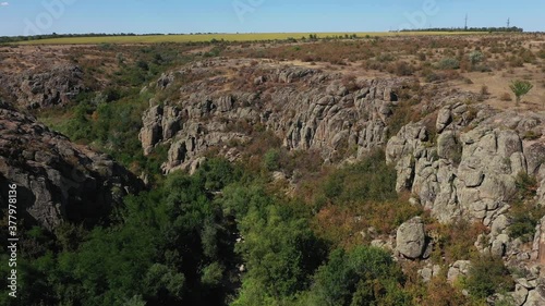 Aktovsky canyon in Ukraine aerial view. photo