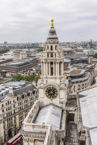 Aerial view of London from viewing platform of St. Paul Cathedral. London, England, UK.