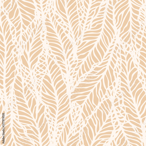 Vector seamless abstract pattern with hand drawn leaves. Beautiful design for textile, wallpaper, wrapping