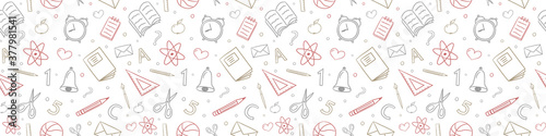Back to School design. Background with funny drawings. Vector