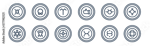 12 pack of icons. thin outline icons such as hypocrisy, tin, devotion, zinc, hope, coagulation for web and mobile apps, logo