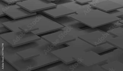 3d render gray background with flat squares at different levels