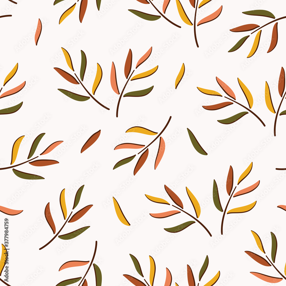 Fototapeta premium Fall. Autumn Leaves. Vector Floral Seamless Pattern. Vintage Leaf Background. Ditsy Floral Print