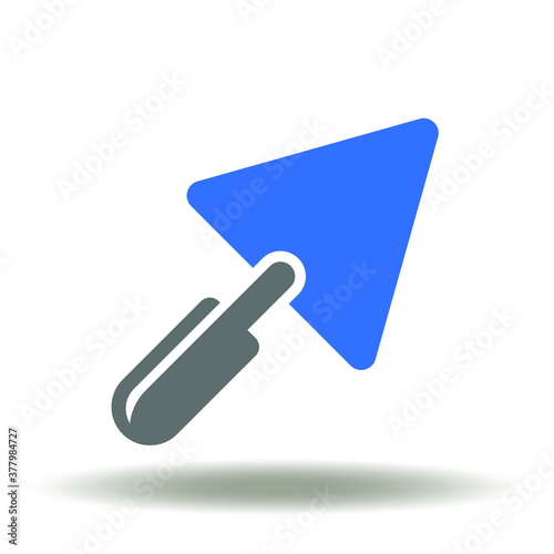 Trowel icon vector. Masonry work equipment sign. Spatula shovel bricklaying construction brick work symbol.