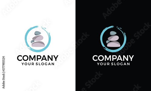 SPA stones - template logo for Spa lounge, beauty salon, massage area, yoga center, natural cosmetics etc.. The balancing cairn - a symbol of harmony, tranquility and relaxation.