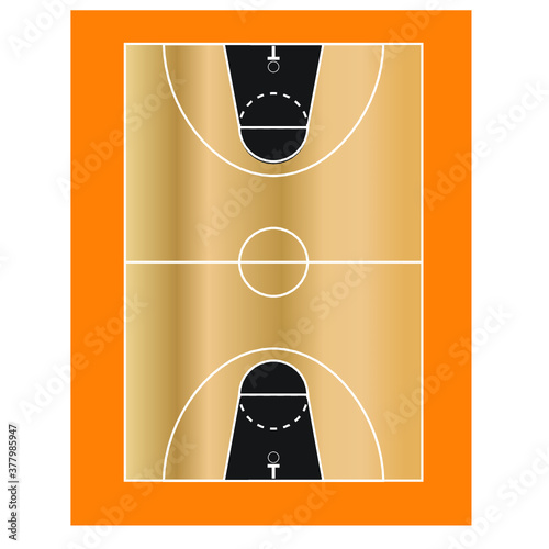 basketball court with ball