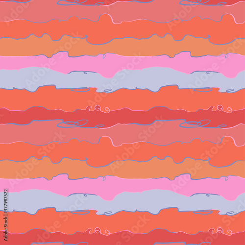 Vector modern seamless background with colorful hand drawn horisontal lines, doodles. Use it for wallpaper, textile print, pattern fills, web, surface texture, wrapping paper, design of presentation