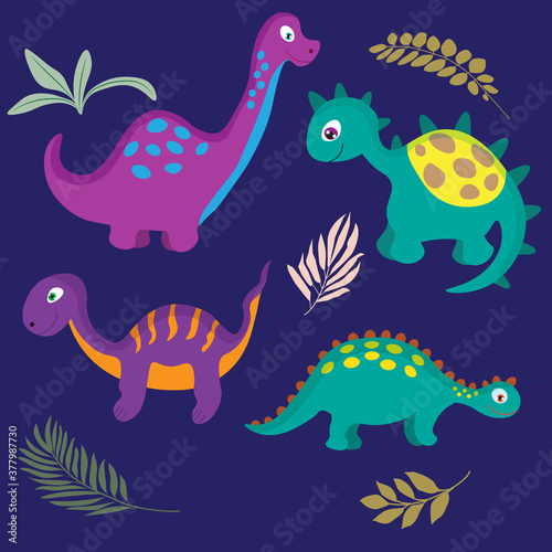 Cute hand-drawn dinosaurs for baby and children fabric, textiles, Wallpapers and products © glu_51