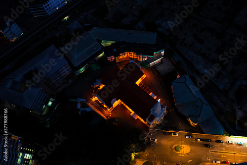 Photography Night top view of the Christian Catholic Church in Kuala Lumpur