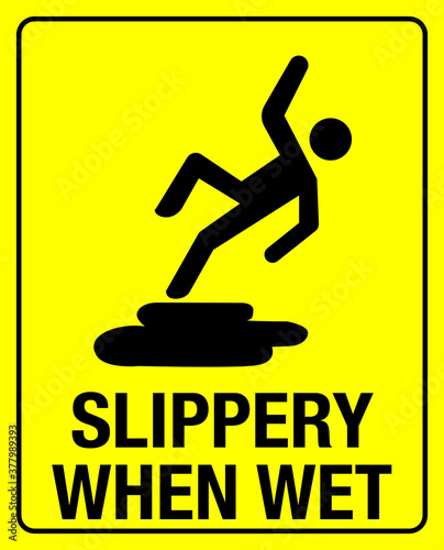 sign safety caution slippery when wet vector