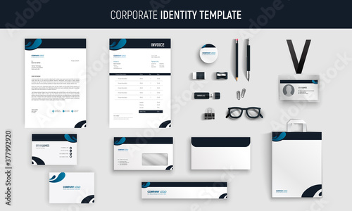 Modern blue professional business stationery set