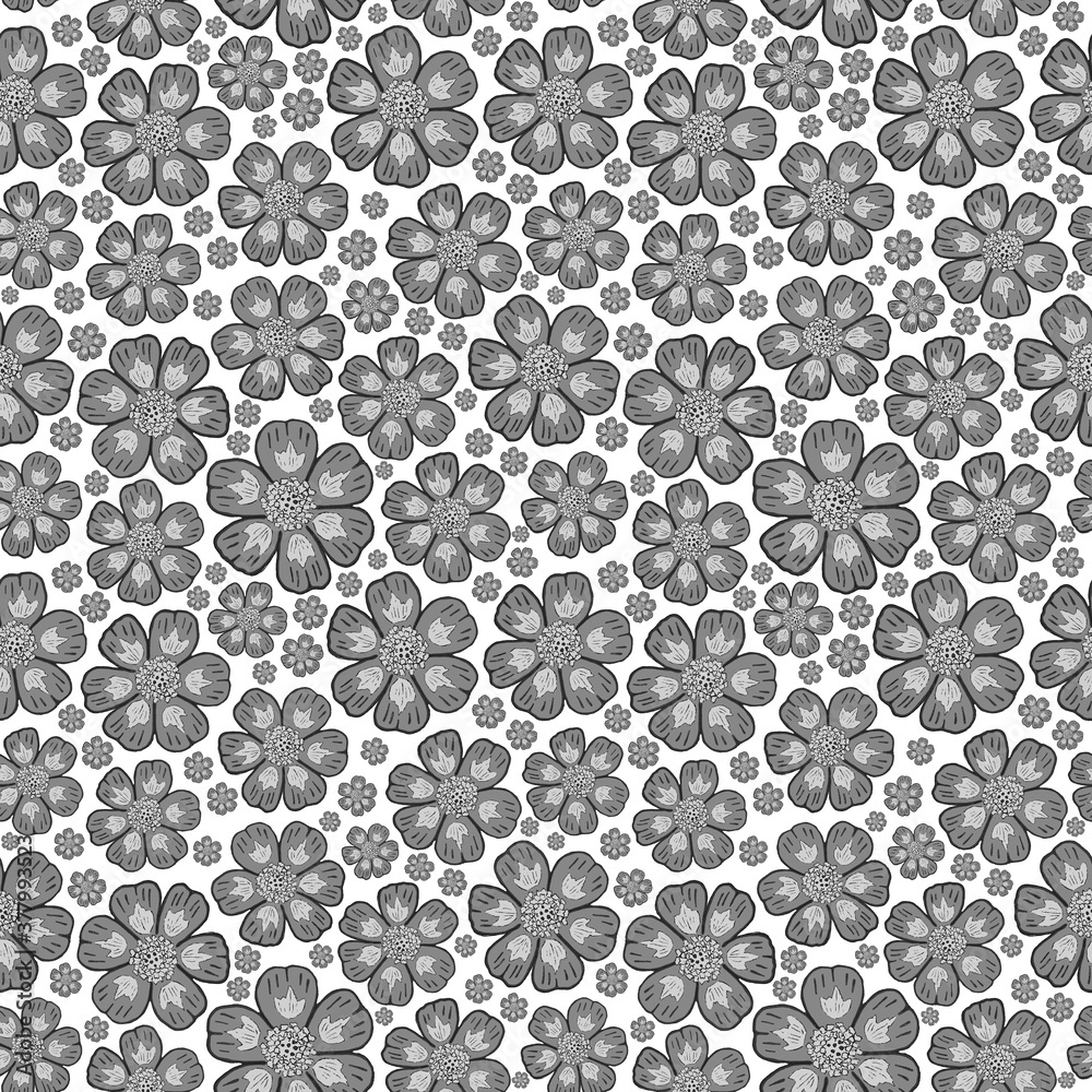 Seamless botanical floral white and gray pattern with flowers
Seamless botanical floral white and gray pattern with flowers