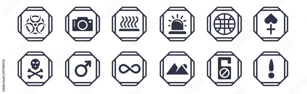 12 pack of black filled icons. glyph icons such as alert, placeholders, male gender, world grid, alarm, heat, camera for web and mobile apps, logo 12 pack of black filled icons. glyph icons such as alert, placeholders, male gender, world grid, alarm, heat, camera for web and mobile apps, logo