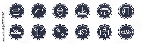 12 pack of black filled icons. glyph icons such as right direction, enter up, splitting arrow, no shuffle, download arrow with line, up and down arrows, right curve for web and mobile apps, logo