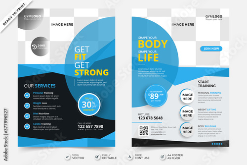 Fitness gym flyer poster template with photo