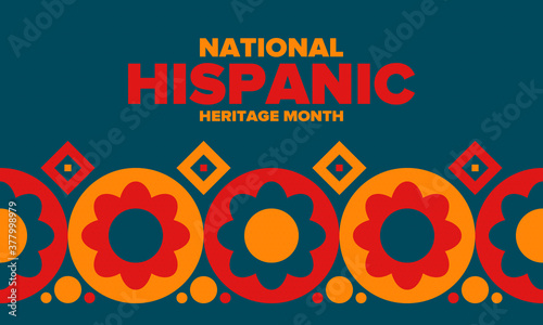 National Hispanic Heritage Month in September and October. Hispanic and Latino Americans culture. Celebrate annual in United States. Poster  card  banner and background. Vector illustration