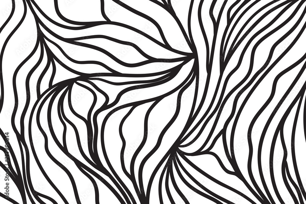 Wavy background. Hand drawn waves. Abstract waved pattern. Black and white illustration Wavy background. Hand drawn waves. Abstract waved pattern. Black and white illustration