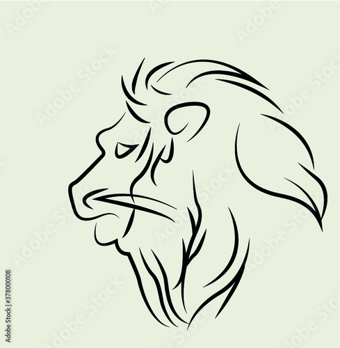Lion face profile silhouette