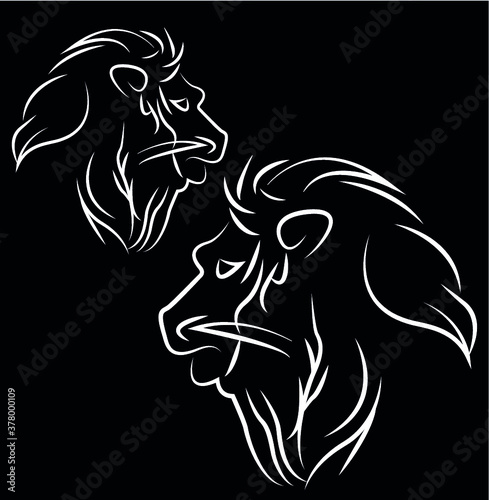Lion face  profile silhouette
