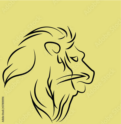 Lion face  profile silhouette