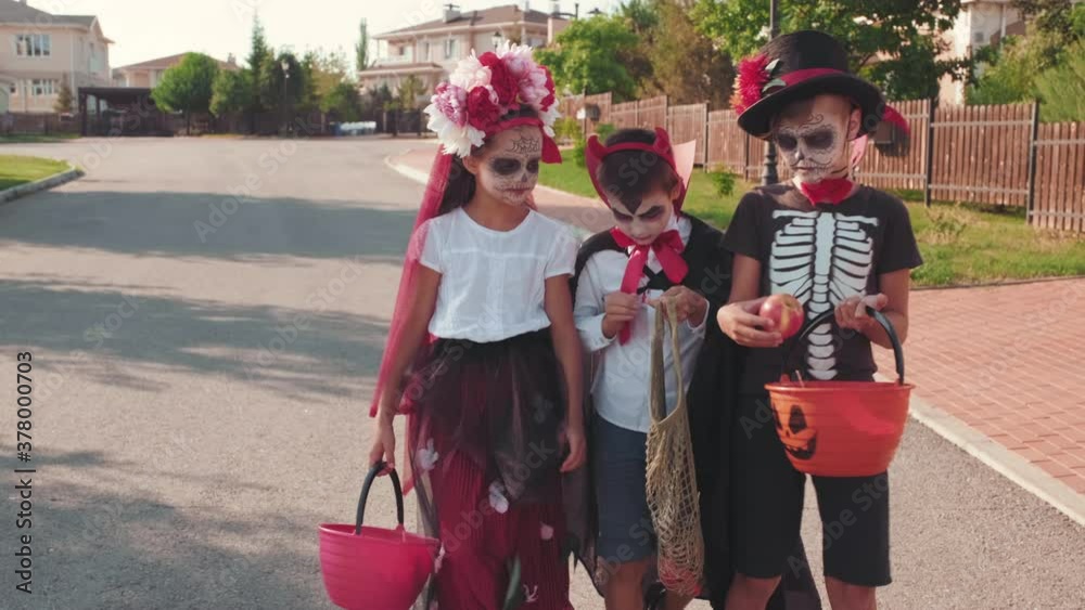 Handheld tracking of children wearing makeup and halloween costumes