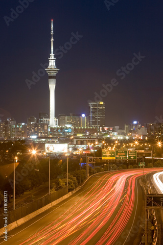 Auckland Skyline and Motorway, North Island, New Zealand