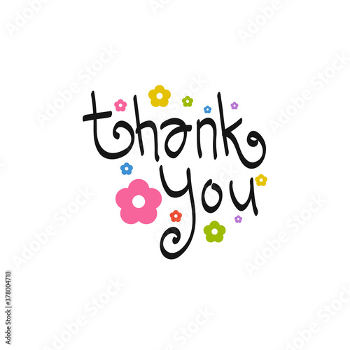 THANK YOU hand lettering, vector illustration. Hand drawn lettering card background. Hand drawn lettering element for your design.