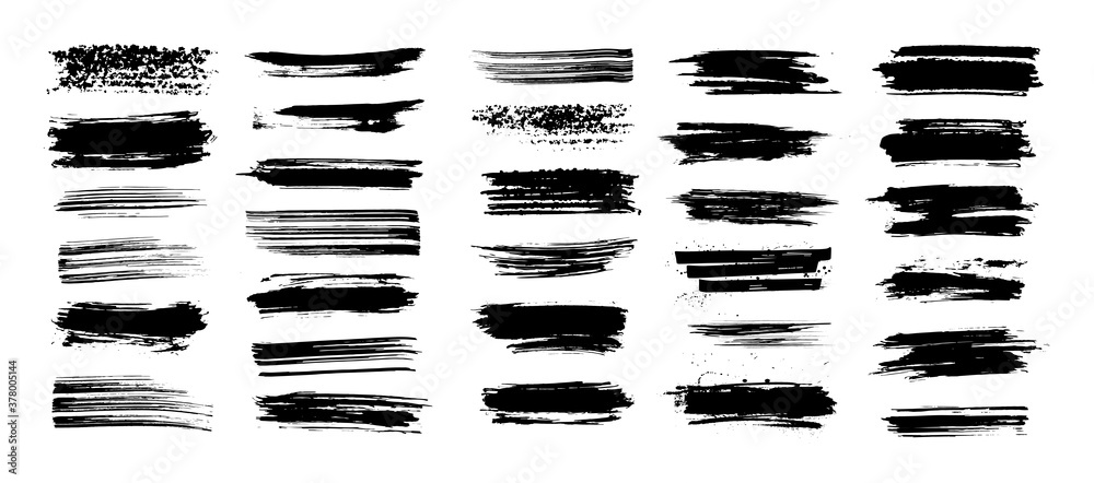 Beautiful brushstroke set. Paint brush ink splashes stencil. High quality  manually traced. Ink brush stoke stencil. Rectangle text boxes. Grunge  silhouette brush stroke. Vector collection Stock Vector | Adobe Stock