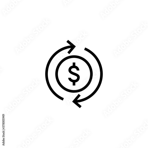 Money flow Icon  in black line style icon, style isolated on white background