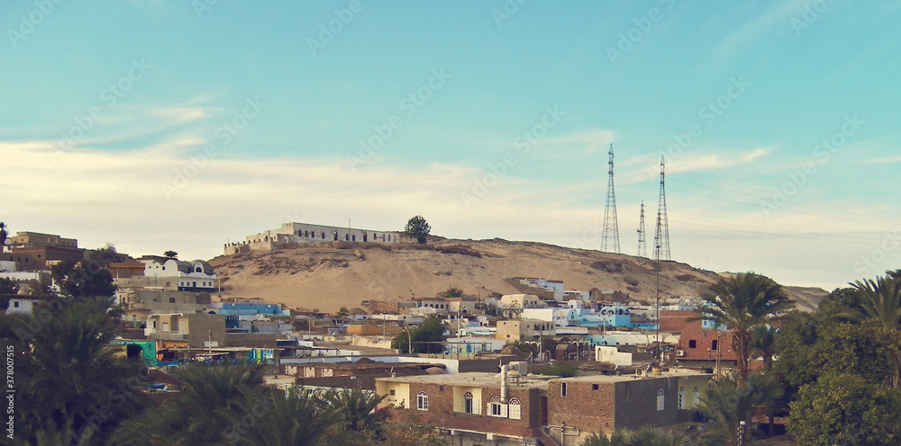 village beside the river Nile in Egypt village beside the river Nile in Egypt