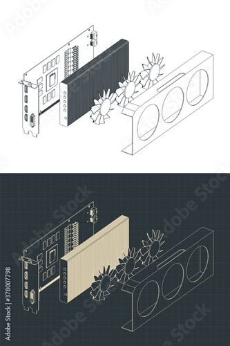Disassembled video card drawings
