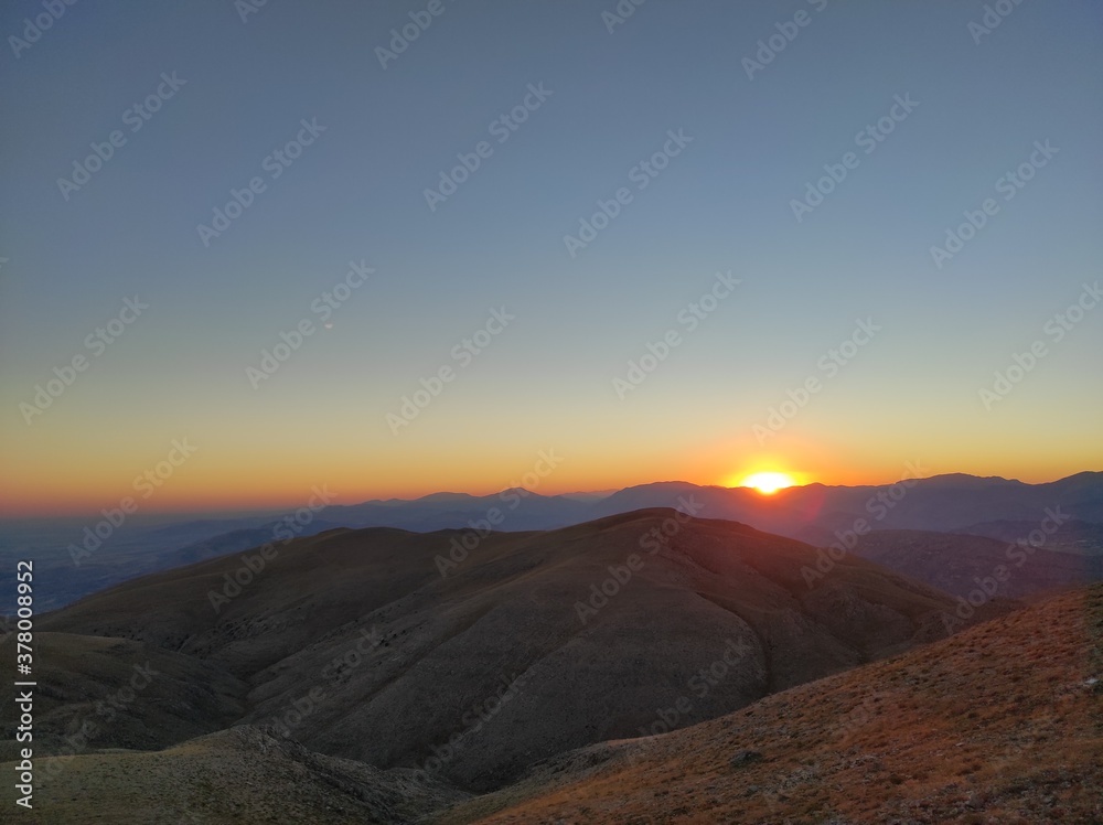 sunset in the mountains