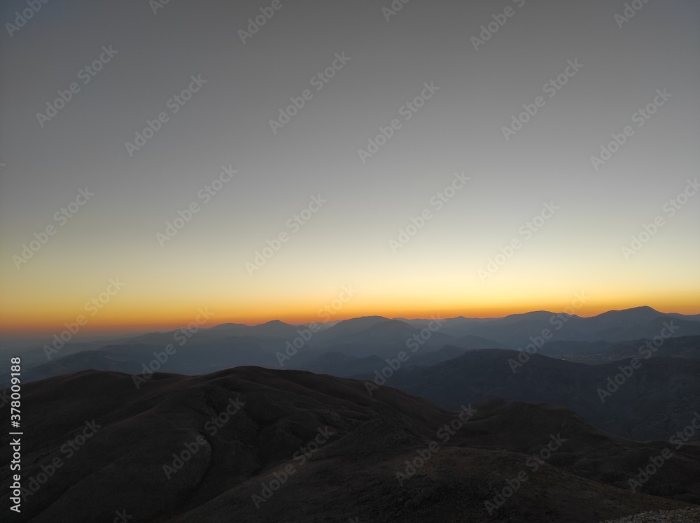 sunset over the mountains