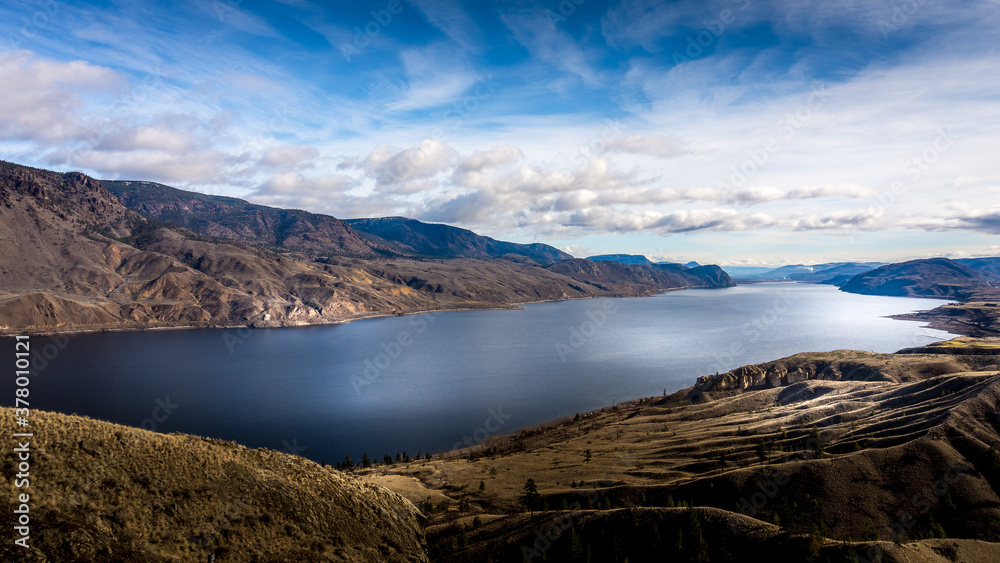 Fall Colors of the Mountains surrounding Kamloops Lake along the Trans Canada Highway in British Columbia, Canada
