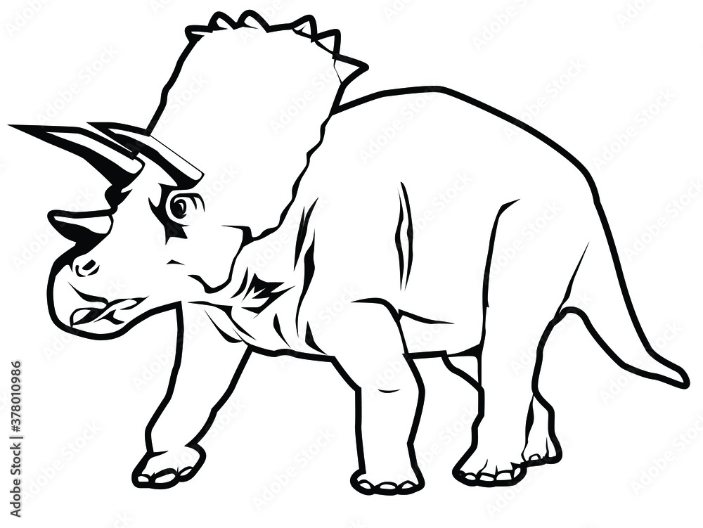 Black and white illustration with ancient animal objects, namely dinosaurs Black and white illustration with ancient animal objects, namely dinosaurs