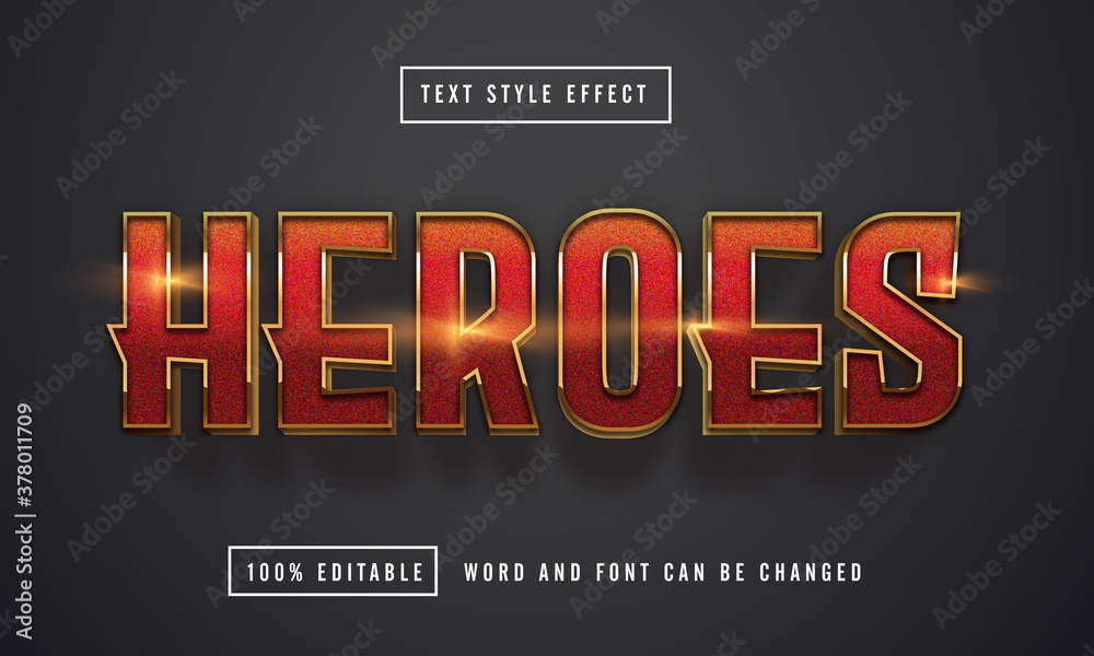Heroes text effect editable premium download - obrazy, fototapety, plakaty 