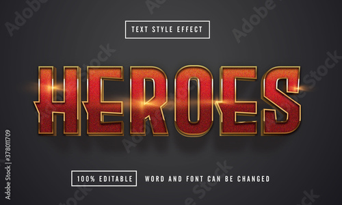 Heroes text effect editable premium download