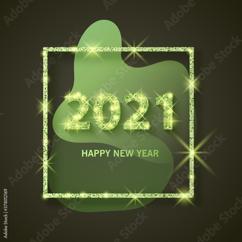 2021 Happy new year greeting banner. New Year 2021 with Shining, golden and glitter texturevector eps 10 illustration photo