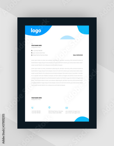 Blue & Black color Corporate letterhead template design.