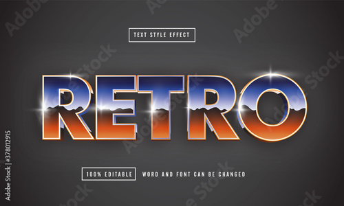 Retro chrome vintage text effect editable premium download