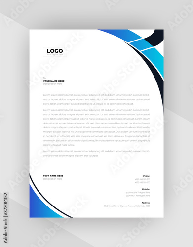 Wave shape Corporate letterhead template design With Cyan Color.