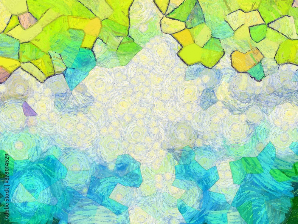 Illustration style background image, various colorful abstract patterns, oil painting pattern, create impressionist painting style.
