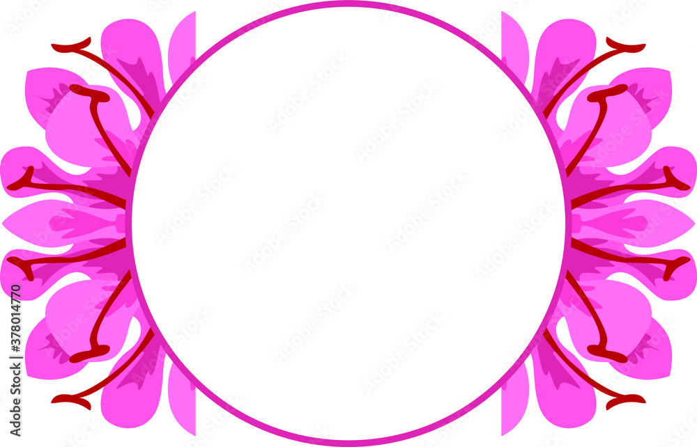 Vector Design of a Pink Flower Ornament Circle Frame with a Nature Theme Vector Design of a Pink Flower Ornament Circle Frame with a Nature Theme