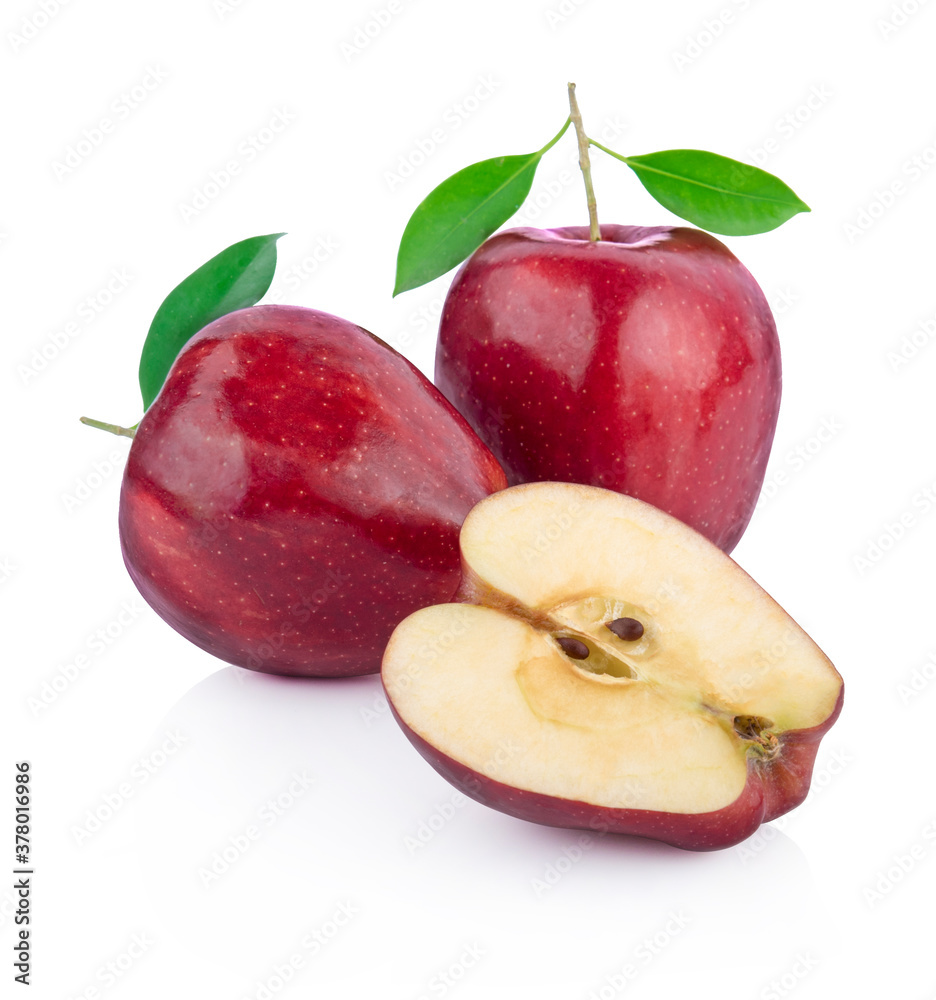 Red apple on white background