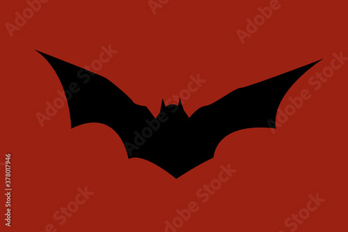 Halloween the bat on red background. photo