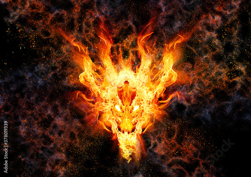抽象的な火の龍